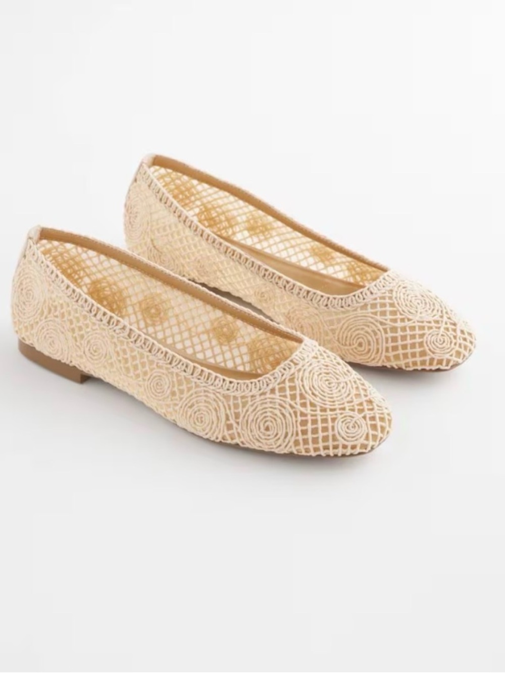 Chicos Raffia Ballet Flats Nude Tan Beige Like New
